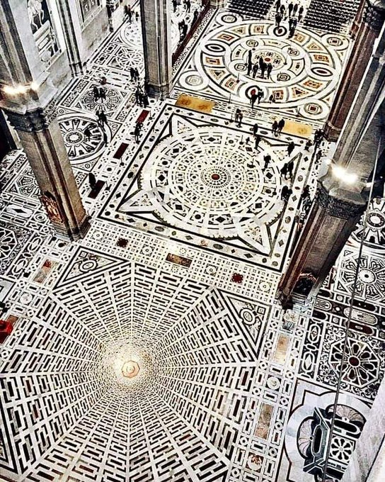 The extraordinarily complex and beautiful floor in the cathedral of Santa Maria del Fiore, Florence