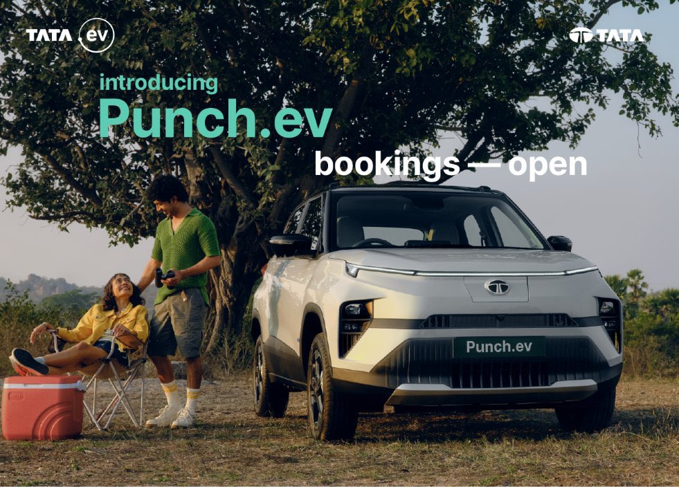 askabtauto's tweet photo. Tata Punch EV revealed ⚡️

》Based on Acti.ev architecture
》Offered in 2 range options : Standard and Long Range 
》10.25-inch infotainment system
》6-Airbags
》Front mounted charging point
》Booking Open with a token amount of ₹ 21,000 
#TataMotors #PunchEV #TataPunchEV https://t.co/FaqsahzfI8