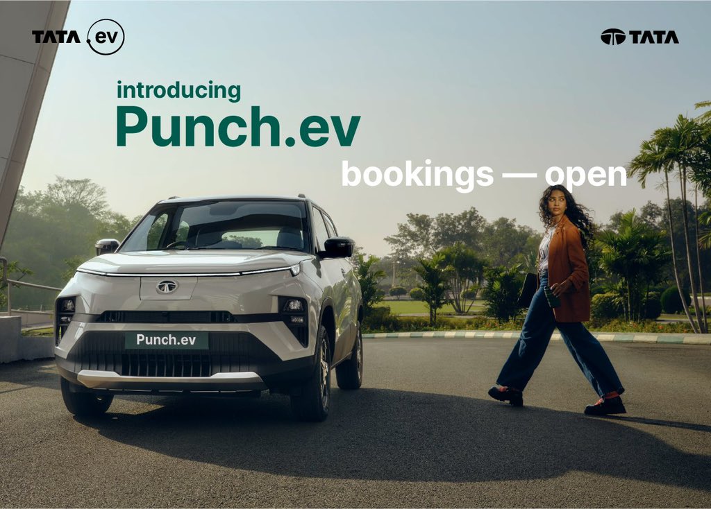askabtauto's tweet photo. Tata Punch EV revealed ⚡️

》Based on Acti.ev architecture
》Offered in 2 range options : Standard and Long Range 
》10.25-inch infotainment system
》6-Airbags
》Front mounted charging point
》Booking Open with a token amount of ₹ 21,000 
#TataMotors #PunchEV #TataPunchEV https://t.co/FaqsahzfI8