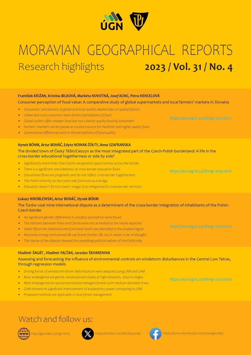 Moravian Geographical Reports, 2023, Vol. 31, No. 4
➡️see the new issue here: geonika.cz/mgr.html