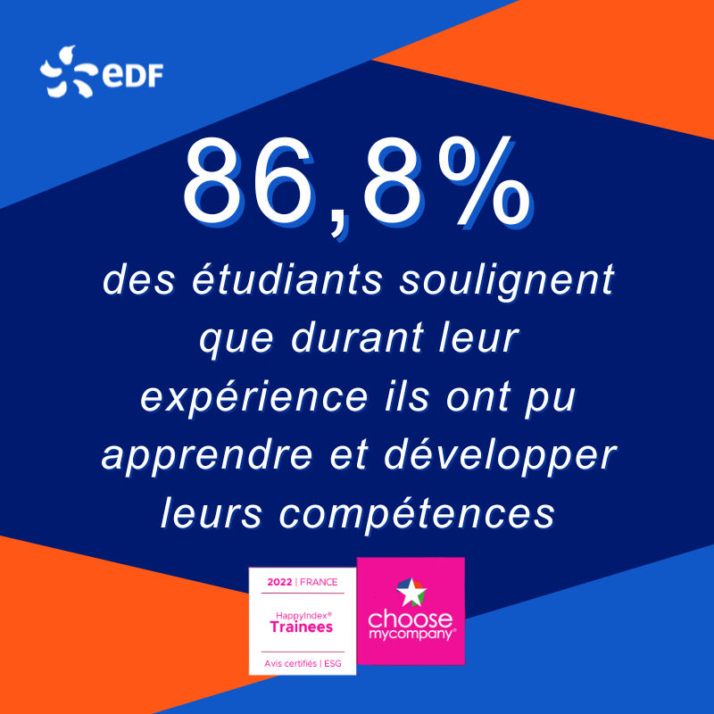 edfrecrute's tweet photo. Chez EDF, chaque stage est une expérience enrichissante!🚀
Pour la 8ème année consécutive, nous sommes parmi les entreprises les plus stagiaires/alternants friendly selon l'enquête #HappyTrainees
Rejoignez-nous https://t.co/QcgRye9Wfd
#MonStageUtile