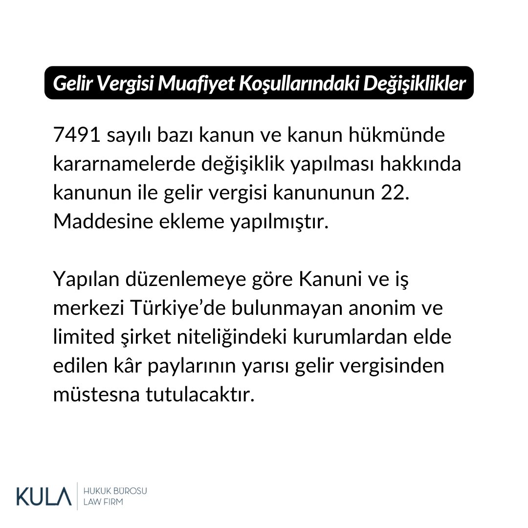 Kulahukuk's tweet photo. 7491 sayılı bazı kanun ve kanun hükmünde kararnamelerde değişiklik yapılması hakkında kanunun ile gelir vergisi kanununun 22. Maddesine ekleme yapılmıştır. Yapılan bazı dünlenlemeler ise; 

#vergi #gelirvergisi https://t.co/bY7ksafT8G