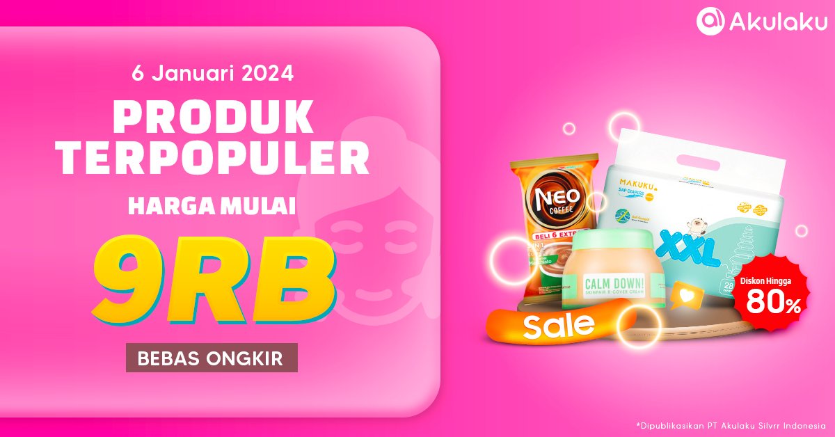 akulakuID's tweet photo. Belanja buat diri sendiri dan si kecil yuk bund🤱
Klik link ini https://t.co/J6da7v9q5o bunda bisa beli popok hingga skincare di PRODUK TERPOPULER HARGA MULAI 9RB AN💄👶
#ProdukTerpopuler #AkulakuIndonesia #Skincare #Kebutuhan #PromoMakeup #KebutuhanBaby https://t.co/yoEfECpHkx