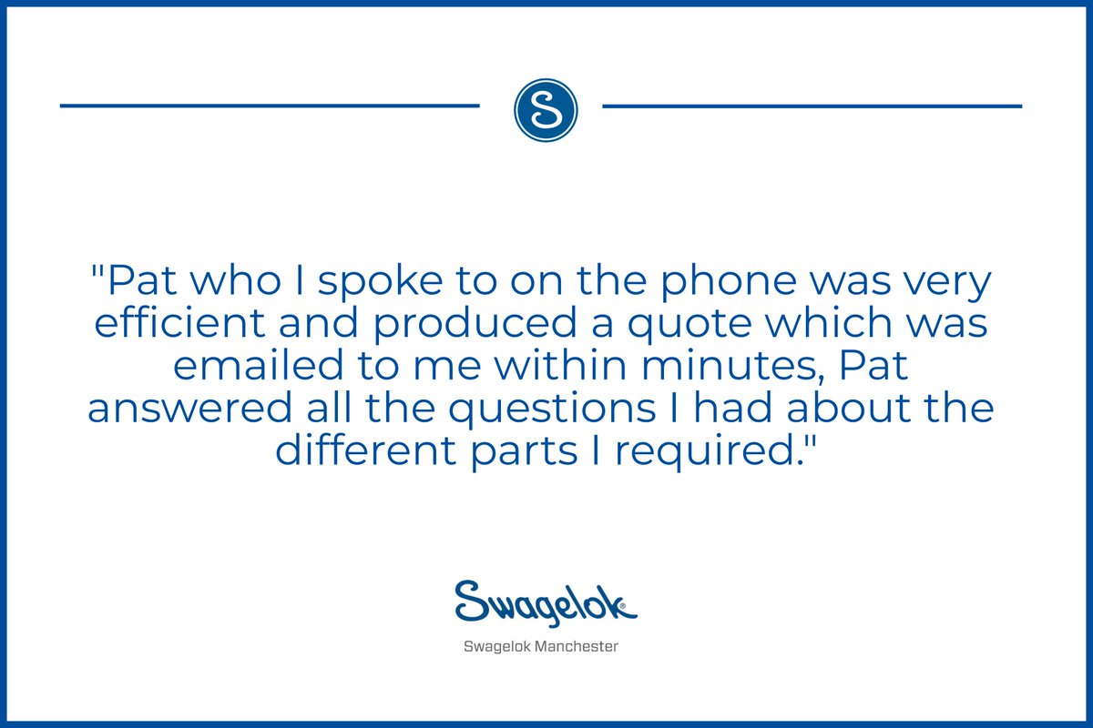 Pat has been a part of our customer service team for nearly 25 years so her experience and expertise are a real asset to Swagelok Manchester and our customers.

#feedback #customerservice #expertise