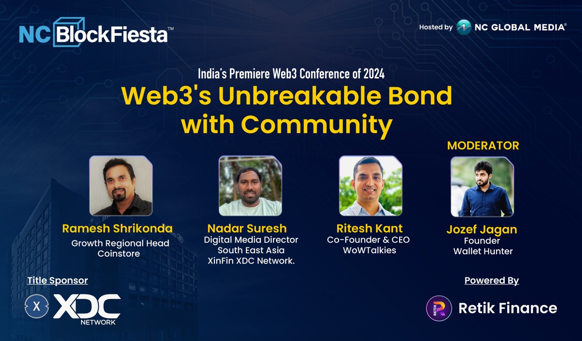 Join our exciting panel at #NCBlockFiesta to explore how #Web3 forms an unbreakable bond with the community. 🤩✨

Curious? Grab your ticket NOW! 🎟👇
lu.ma/NCBlockFiesta2…

Be ready to hear insights from the experts in the decentralized realm.  

Let's catch up on January 6 at