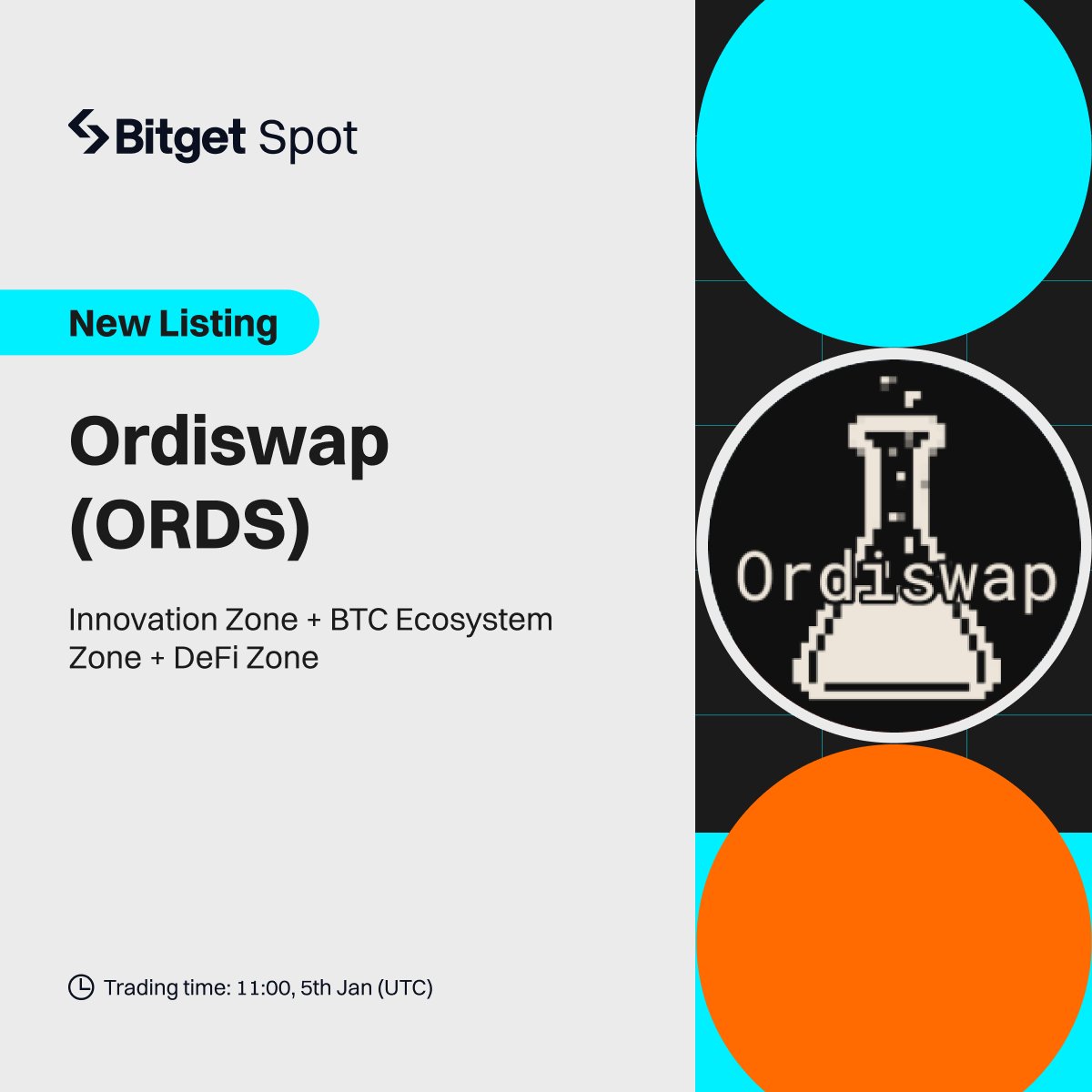 bitget's tweet photo. 🆕 New Listing @OrdiswapLabs 
 
#Bitget will list $ORDS/USDT on Jan 5, 11:00 UTC. Deposit now! Up to $2,000 in $ORDS for you to grab!

🎁 A total $100 #giveaway for 10 members! Just follow, RT + tag 3 friends.

Listing - https://t.co/6ZJNPwRWLk
Campaign - https://t.co/yrvePHJ2qE