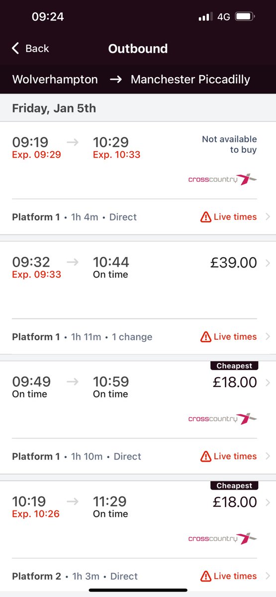 How is someone having to pay twice as much for a ticket because #crosscountrytrains will only sell advance tickets on the day online 😔 @rmt I want to buy at a ticket office with cash!