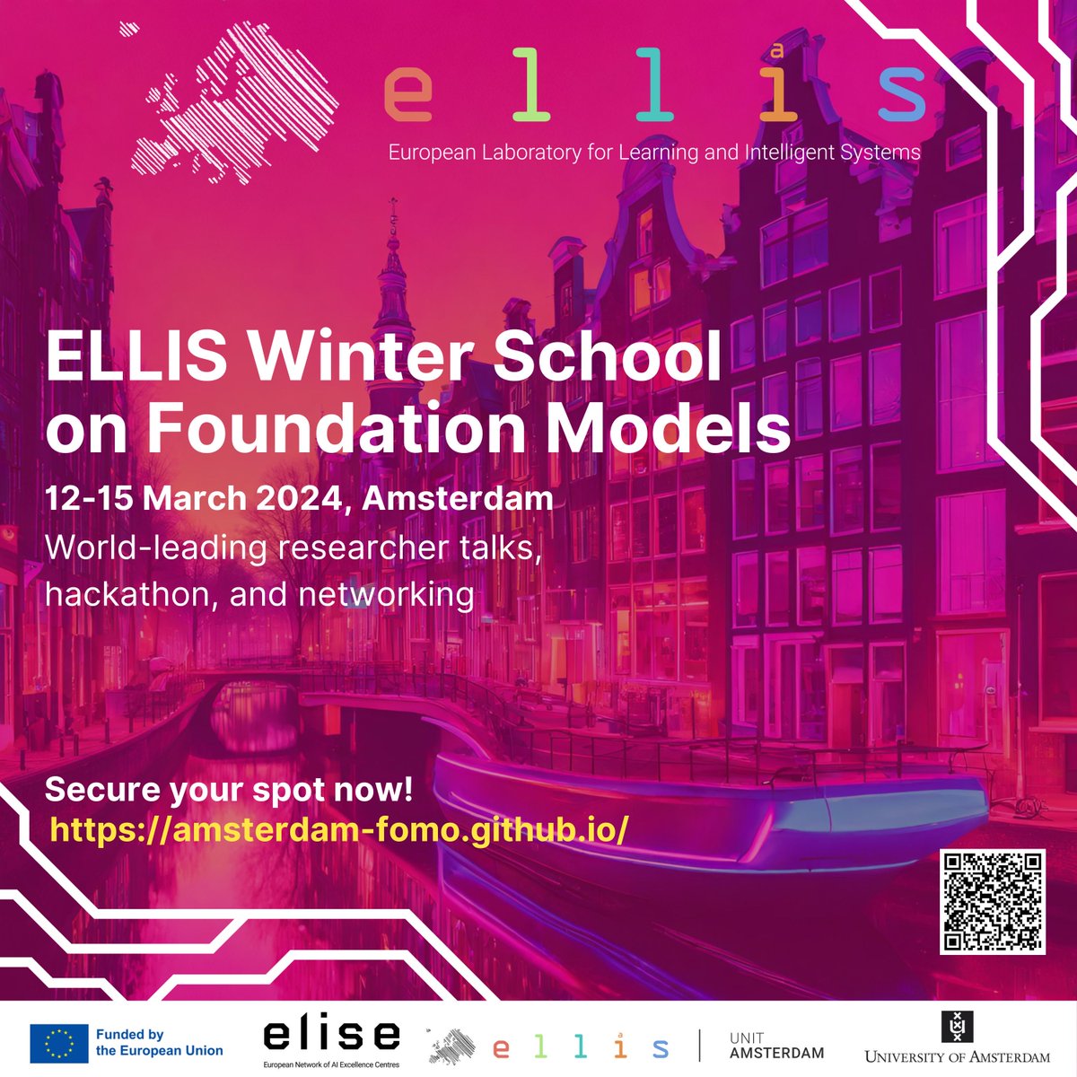 📣From LLMs, LSTMs and Gemini, to Diffusion, VLMs and NeRF: join our ELLIS Winter School on Foundation Models in Amsterdam!✨ 🚀 ❄️ 📅 March 12-15, 2024 📍@UvA_IvI 🌐 amsterdam-fomo.github.io #AI #ML #ELLISforEurope @ELLISforEurope @ai_elise @UvA_Amsterdam #winterschool