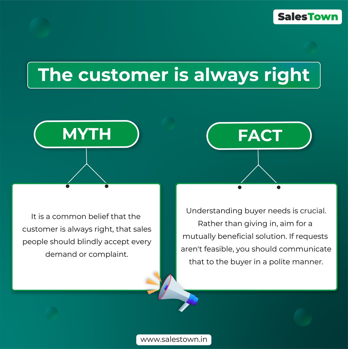SalestownCrm's tweet photo. The customer is always right... even when they're wrong?" Unraveling the truth behind a classic sales saying!🤔🤔
.
.
#salestown #crmsoftware #myth #sales #leadmanagement #businesscoach #salesgroth #fact #funfriday #mythfact #BuildSmartWithBangur #businessgrowth https://t.co/kZWAJgIy58