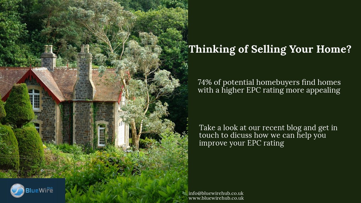 If you are thinking of selling your home this year consider using our EPC rating improvement service, it might improve your saleability. 

bluewirehub.co.uk/boosting-your-…
#EPC #GreenHomes #HomeImprovement #property #energyefficiency #RealEstate