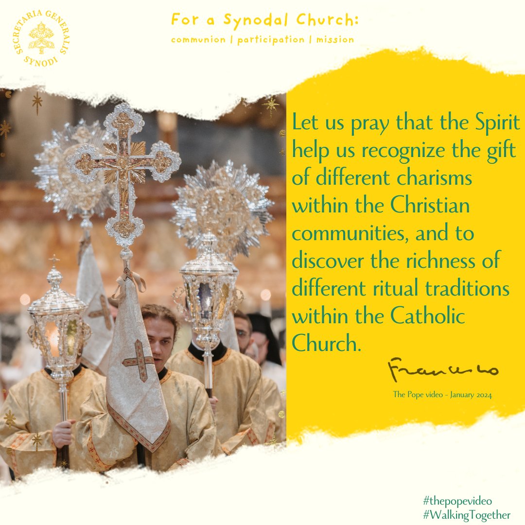 In January @thepopevideo, @Pontifex invites us to recognize the gift of diversity. Let’s pray with him so that we understand “the gift of different charisms within the Christian communities, and to discover the richness of different ritual traditions within the Catholic Church.”