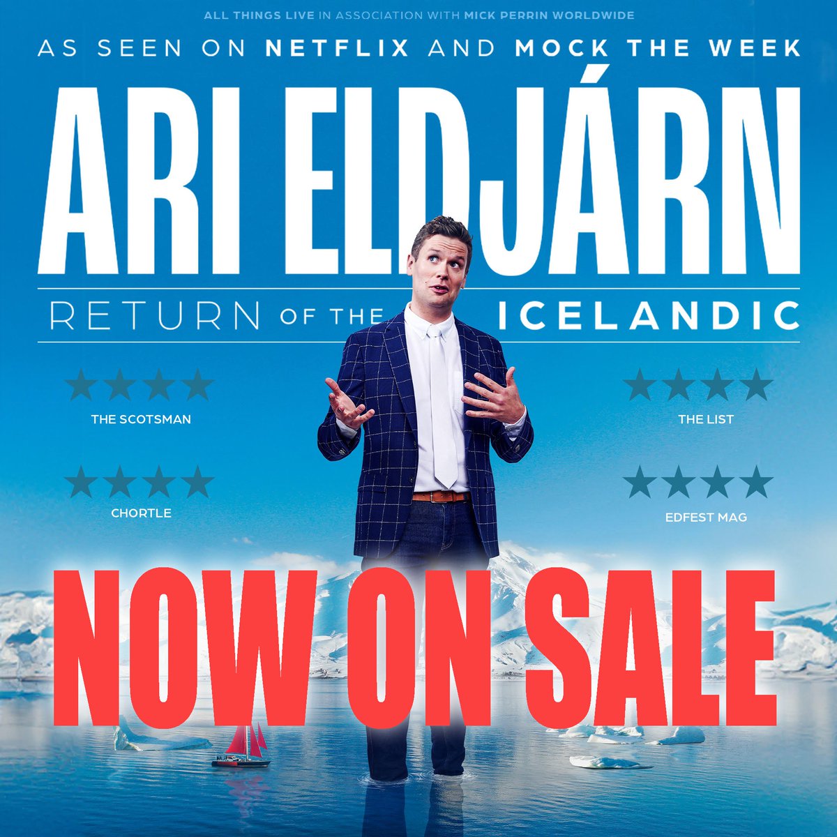 Tickets now on sale for my brand new tour show!
🇮🇸 'Return of the Icelandic' 🇮🇸

You will be able to catch me first in Oslo, Bergen, Helsinki, Copenhagen, Aarhus &amp; Stockholm.

For tickets &amp; more information please go to;
mickperrin.com/tours/ari-eldj…