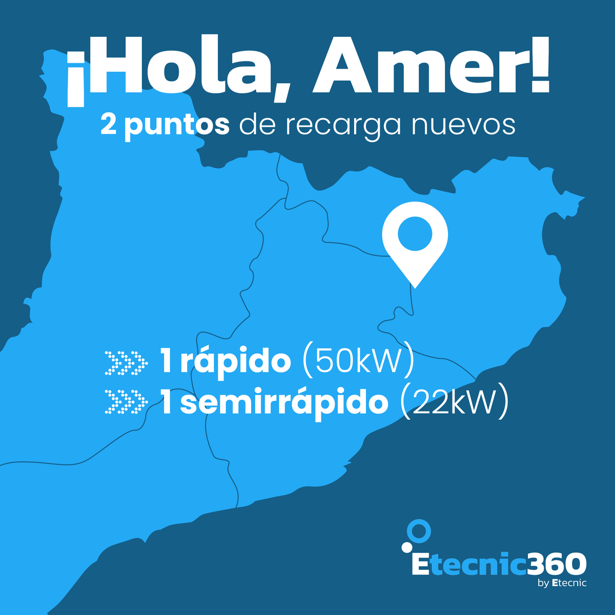 etecnic's tweet photo. Amer (Girona), instala 2 puntos de recarga, ¡uno rápido (50kW) y otro semirrápido (22kW)! 🔌

Viajar en coche eléctrico es fácil, cómodo y sostenible gracias a la red de recarga @EVcharge_net.

#Etecnic #Etecnic360 #MOVES3 #puntoderecarga #cocheelectrico #movilidadsostenible https://t.co/oJ4rzDEWX4