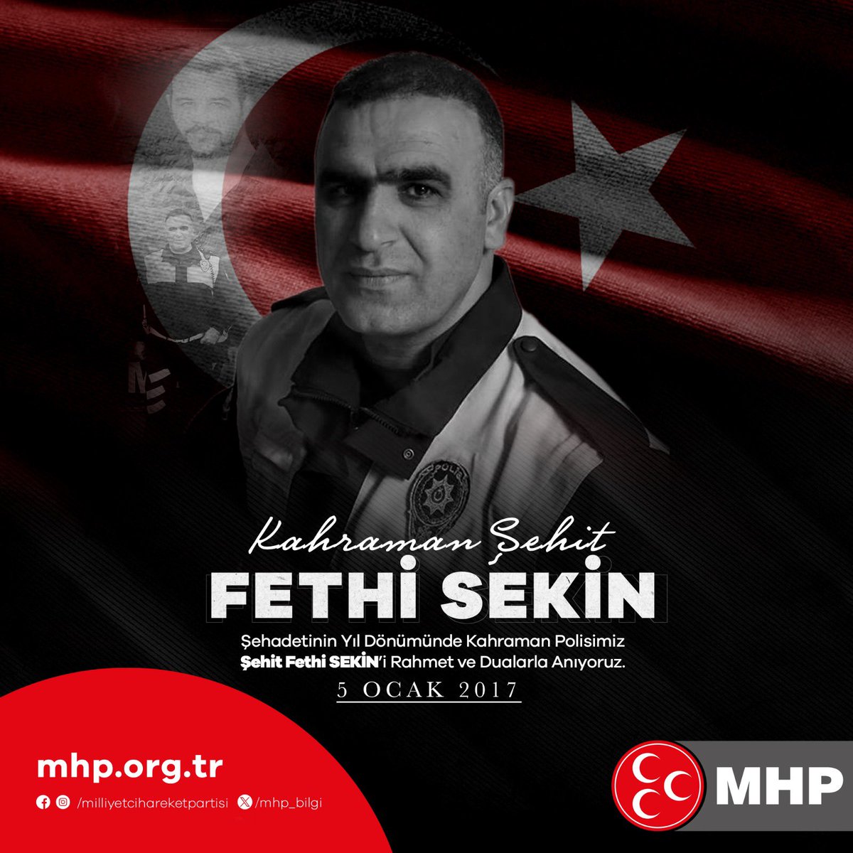 Şehadetinin Yıl Dönümünde Kahraman Polisimiz Şehit #FethiSekin’i Rahmet ve Dualarla Anıyoruz.
