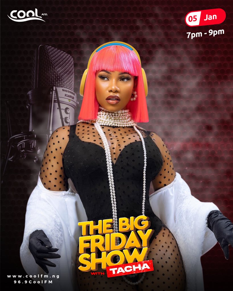 It's the first episode of the new year, catch @symply_tacha on the big Friday Show this Friday 7-9 pm on your number #1 hit music station. It's gonna be lit🔥🔥 #coolfm969