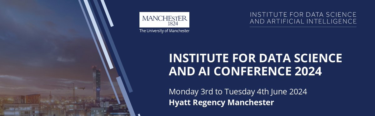 Calling researchers & experts in #DataScience & #AI! Join us for a two-day conference at @HyattManchester to explore @OfficialUoM’s pioneering research in Data Science & AI. Sign up: idsai.manchester.ac.uk/connect/events… @FBMH_UoM @UoMSciEng @uomhums #UoM200