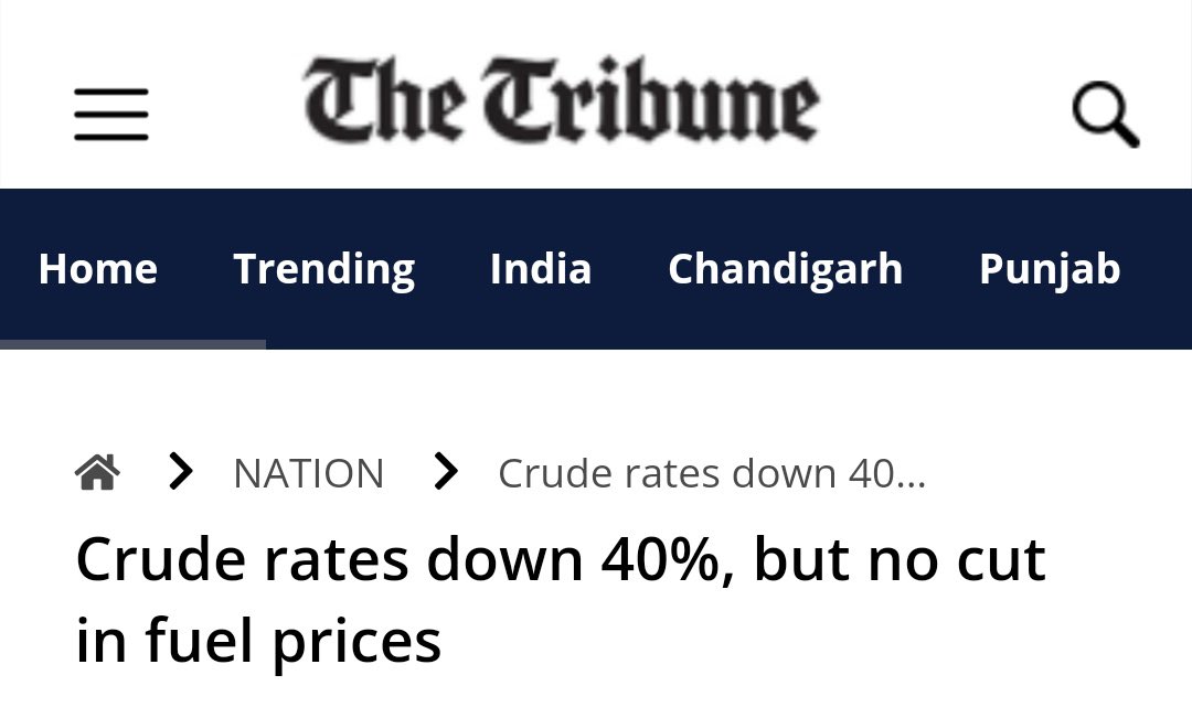 In the current scenario of Crude oil price in the international market, fuel prices in India should have seen a cut by ₹5-₹10 per litre. Even after the drop in the international prices, why is the Modi government adamant in not reducing the fuel prices? #CrudeOil #fuelprice