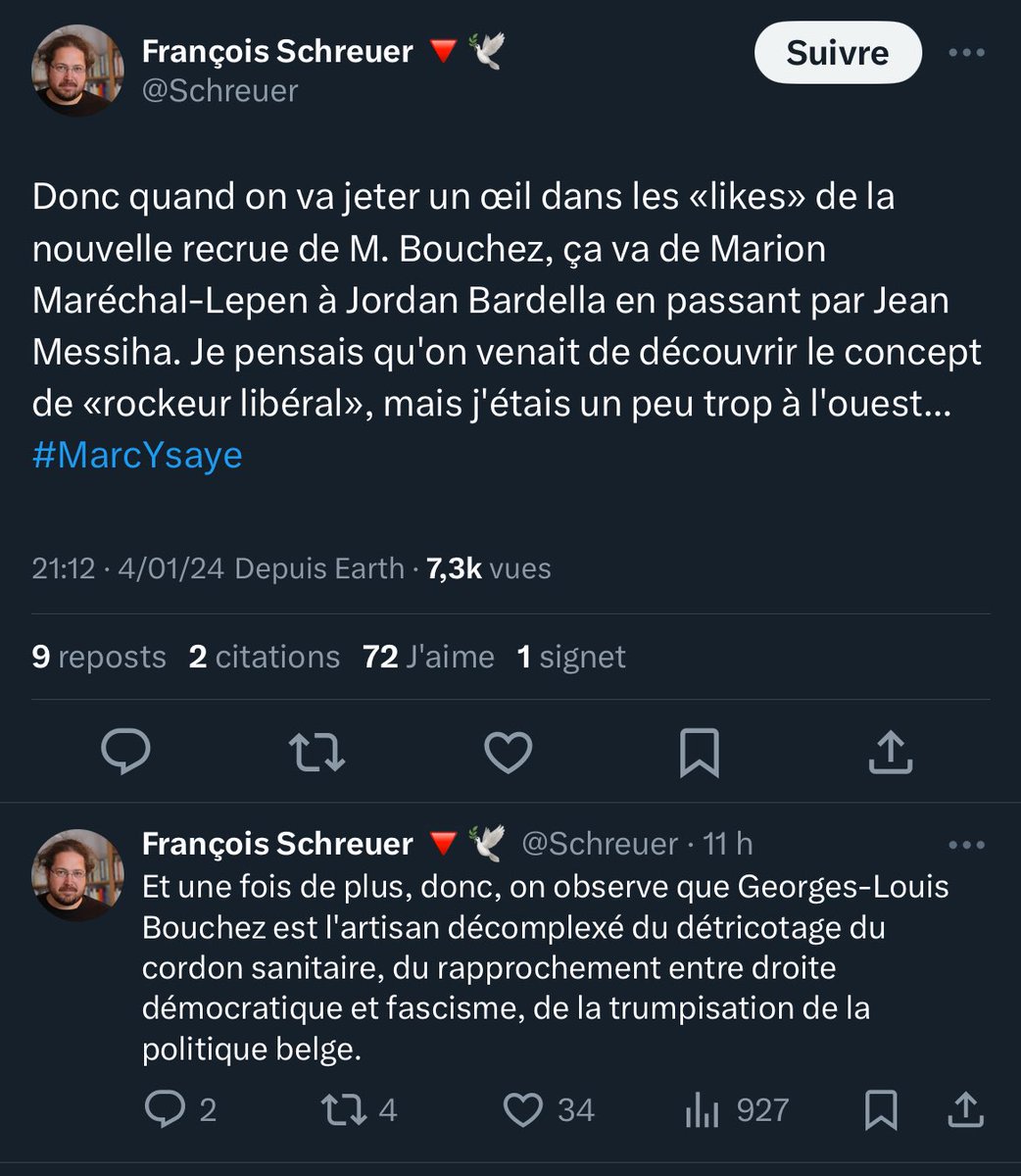 alxdm's tweet photo. Toujours intéressant d’observer le niveau intellectuel de ceux qui te critiquent ou vont chercher ce que tu as osé liker sur les réseaux sociaux, @Schreuer en l’occurrence…
Je préfère de très loin être à la place de #MarcYsaye. https://t.co/aZw4XkwDhh