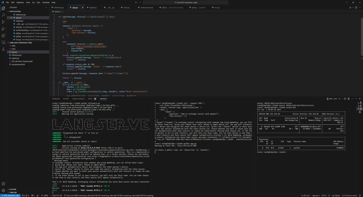 WxH's tweet image. Remote development directly on #ZimaOS, an embedded OS for #ZimaCube, from VSCode.

☑️ `pip` and `venv` are supported. 
☑️ Nvidia driver and CUDA toolkits are provided.

i.e. *batteries included*

-