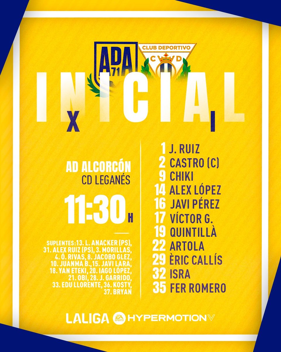 ¡Estos son nuestros once titulares para el amistoso contra el <a href="/CDLeganes/">C.D. Leganés</a>!

👑💛