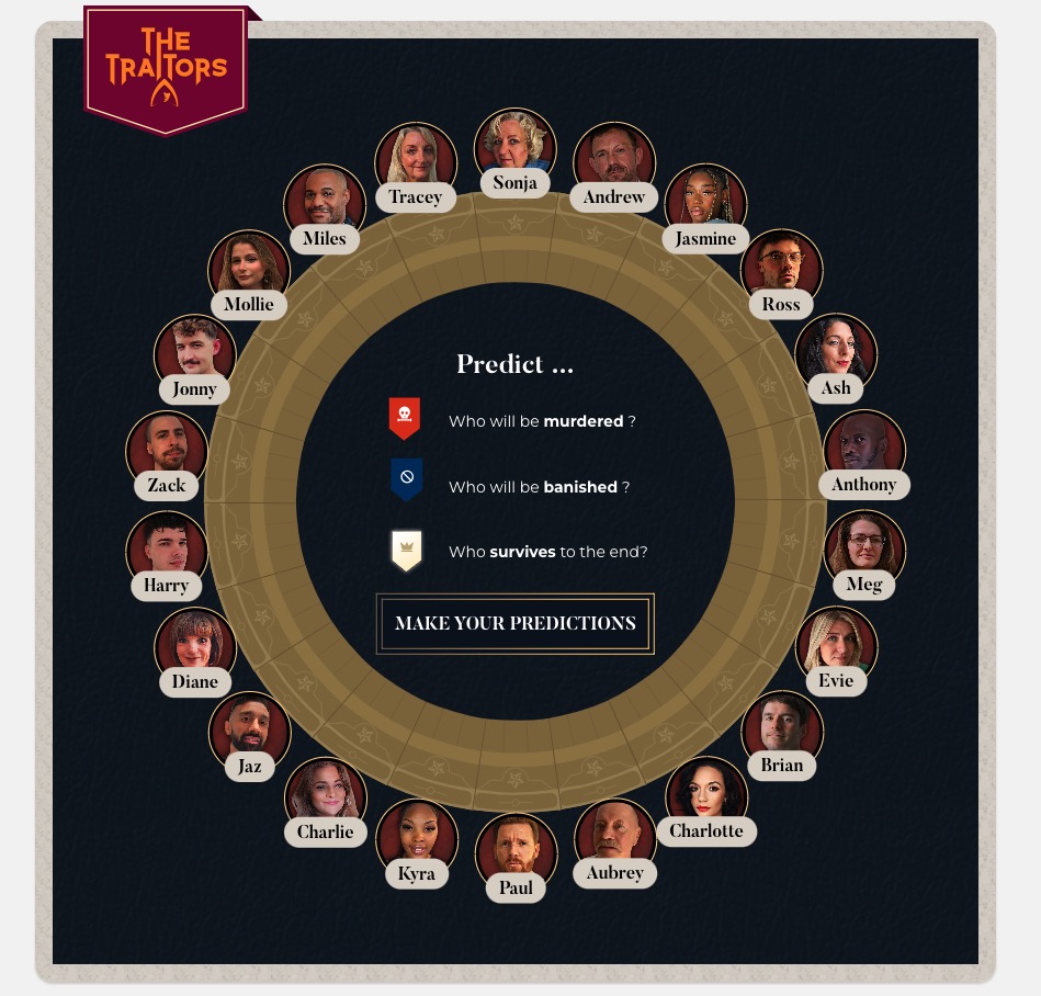 🏰 Are you 100% faithful? It's time to play along at home...

The Traitors online game launches tonight after the nail-biting third episode airs on <a href="/BBCOne/">BBC One</a> and <a href="/BBCiPlayer/">BBC iPlayer</a>

Read more ➡️ bbc.co.uk/mediacentre/20…