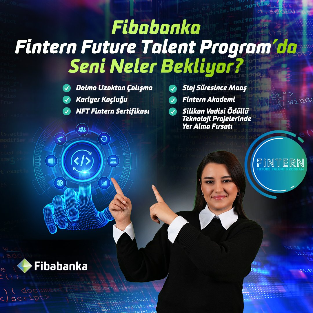 🔔 Fibabanka Fintern Future Talent Program’ı başvuruları için son gün bugün! Program sonunda “Fintern NFT Sertifikanı” alma ve sektörün önde gelen teknoloji şirketlerinden teknik eğitim alma fırsatı seni bekliyor! 🚀 coderspace.io/etkinlikler/fi…
