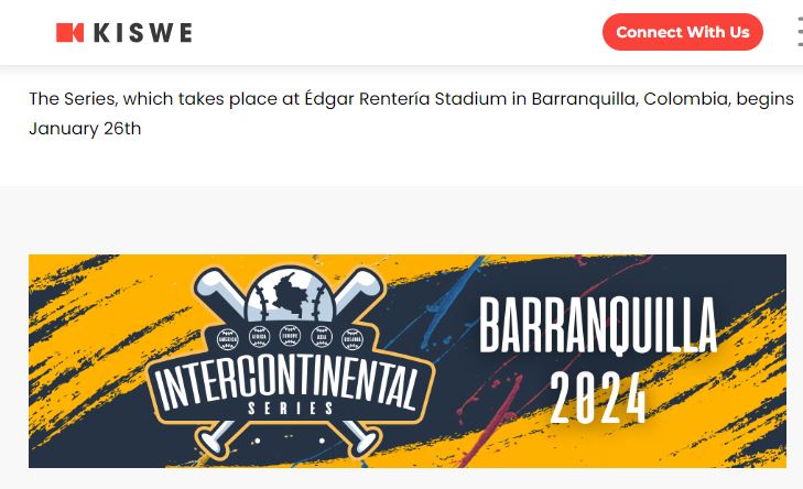 🚨OFICIAL🚨
 
La compañia Kiswe @KisweVideo acaba de anunciar acuerdo con Team Renteria USA, Quirama Media Consulting y @ipbseries para trasmitir de manera global los juegos de la V Serie Intercontinental de beisbol

Los servicios, desde $5⃣, en este link
ipbseries.kiswe.com