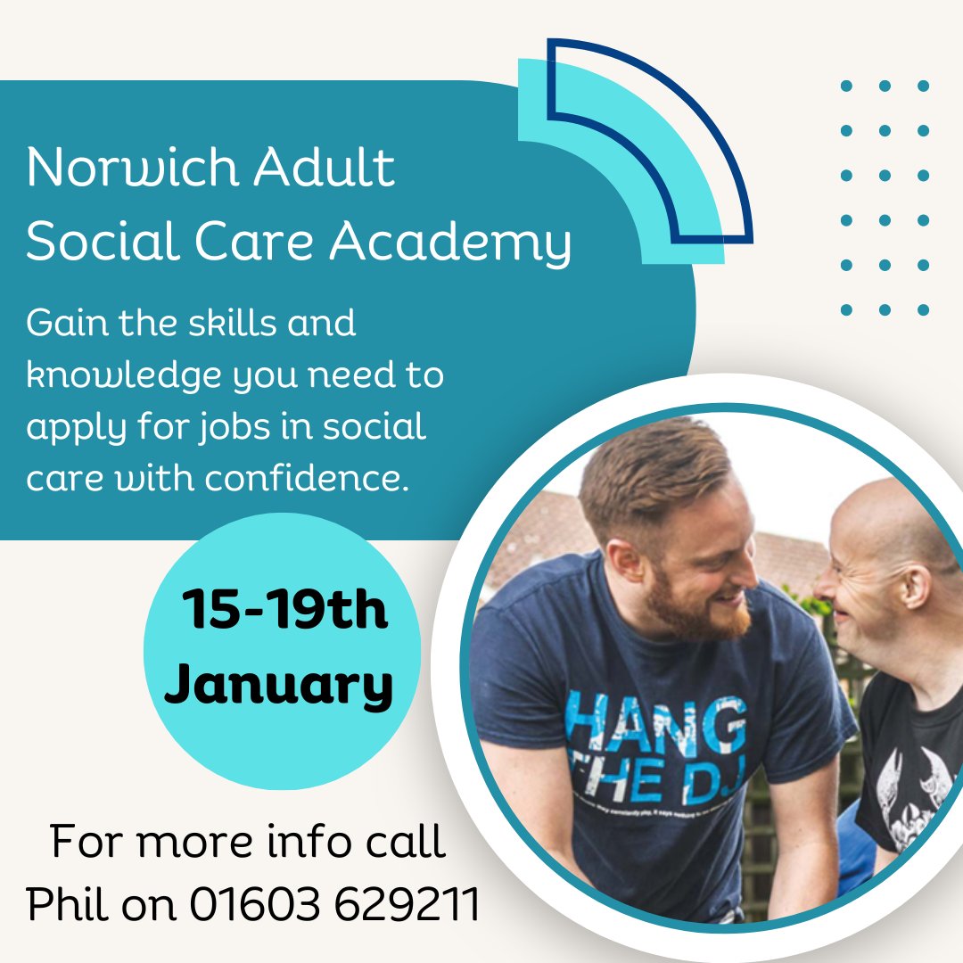 Our next adult social care academy is coming up soon in Norwich, so if you or anyone you know is thinking of trying something different in the new year, they can apply here: norfolkandsuffolkcaresupport.co.uk/care-careers/c…