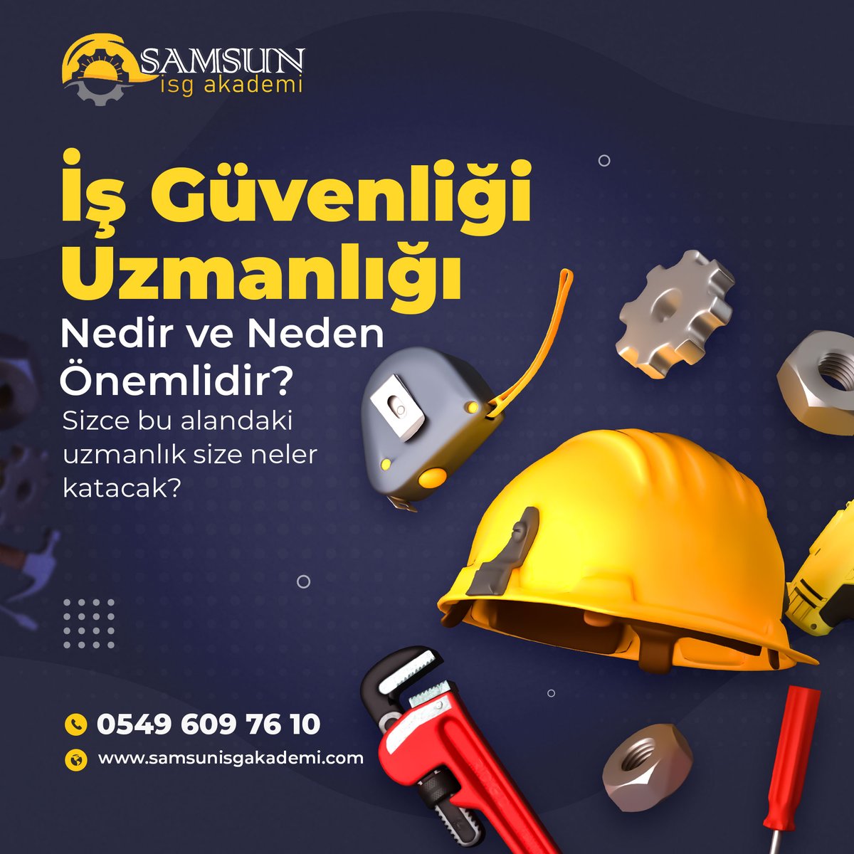 isg_akademi's tweet photo. İş Güvenliği Uzmanlığı Eğitimi, iş yerlerindeki riskleri önceden tespit etmeyi ve güvenli bir çalışma ortamı oluşturmayı amaçlar. Samsun İSG Akademi olarak, bu alanda size uzman eğitmenlerle rehberlik ediyoruz.
Detaylar için iletişime geçin! 

📞0549 609 76 10 https://t.co/CxJod0tjbA