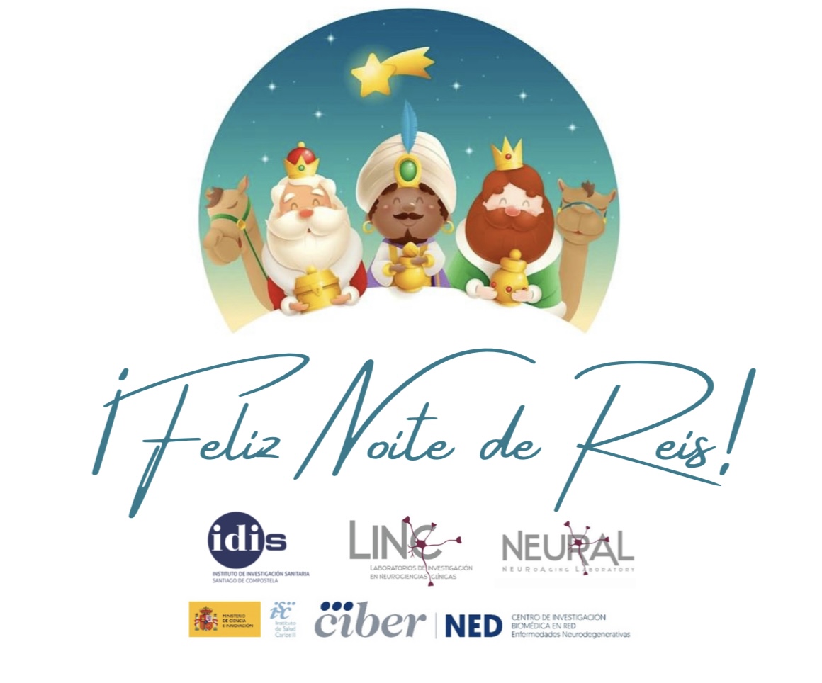 Dende o grupo de investigación NEURAL do Laboratorio de Investigación en Neurociencias Clínicas desexámosvos unha Feliz Noite de Reis <a href="/idis_research/">Instituto de Invest. Sanitaria de Santiago (IDIS)</a>  🤴🏻🤴🏾🫅🏼🐫🎁