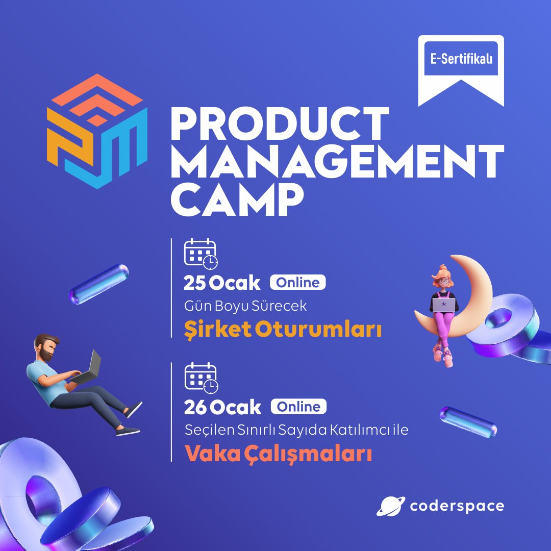 Dijital ürün yönetiminin konuşulacağı Product Management Camp 25-26 Ocak'ta! ✅ Hemen kaydol ve oturumlara katıl, 🌠 Şirketlerin Product ekipleriyle bir araya gel, 🏆 Sürpriz hediyeleri kazanma şansı yakala, 🧑‍💻 Vaka çalışmalarına katıl, deneyim kazan! coderspace.io/etkinlikler/pr…