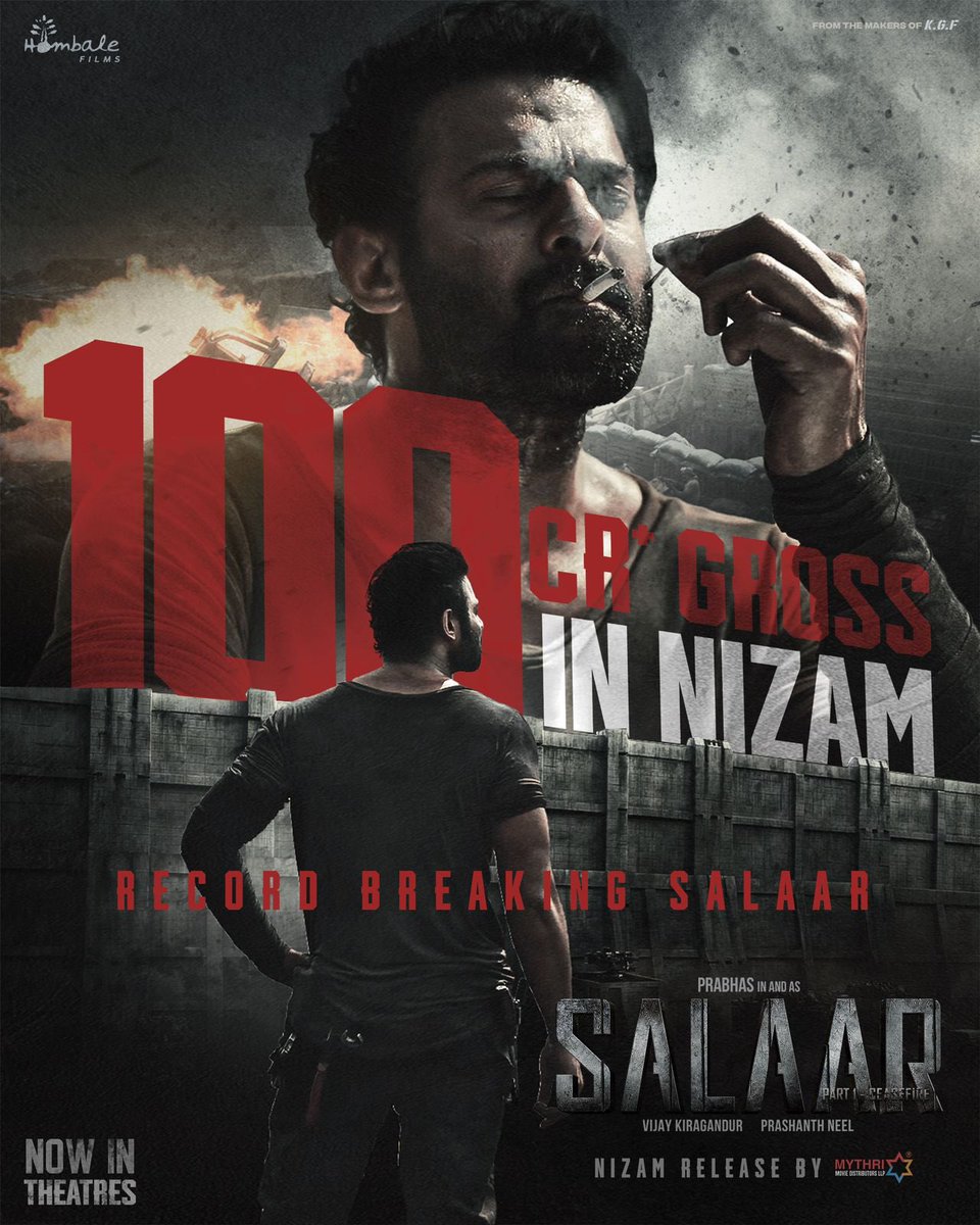 idlebrainjeevi's tweet photo. #Salaar collects ₹100 crores gross in Nizam.

#Prabhas cutout justify chese content iste chalu. 

₹100 crores is that easy for him!🔥

Of course, with the help of Neel 👏 https://t.co/4tHQ6kJ3b8
