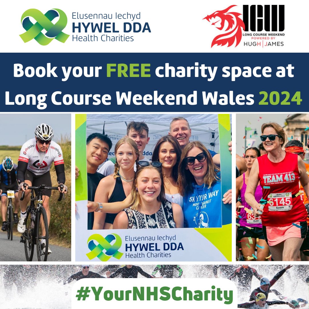 Take on a challenge at <a href="/LCWWales/">LCW Wales</a> 2024! We have exclusive FREE places for fundraisers in the #swimming, #cycling and #running events🏊‍♀️🚴‍♂️🏃 

Don’t miss this fantastic opportunity to reach your goals – and raise funds for #YourNHSCharity👇
hywelddahealthcharities.nhs.wales/campaigns/long…