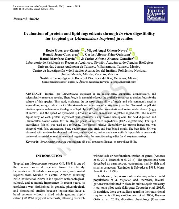RevistaLajar's tweet image. ⭕️ We recommend this study that evaluated the in vitro #digestibility of meals and #oils commonly used in #aquaculture, using crude extract of the stomach and intestines of A. tropicus juveniles.

👉🏼 lajar.cl/index.php/rlaj…

#fisheries #invitrodigestibility