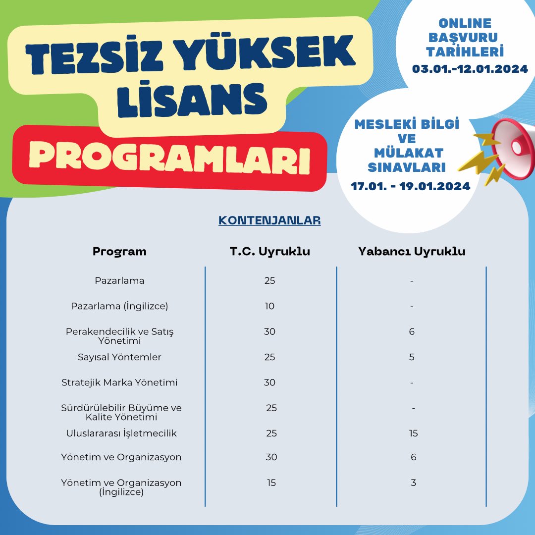 Bölümlerimizce üç farklı dilde yürütülen 17 Tezsiz Yüksek Lisans Programımız için başvurular başladı! Detaylar Sosyal Bilimler Enstitüsü Web Sayfası’nda! sbe.marmara.edu.tr/notice/2023-20…