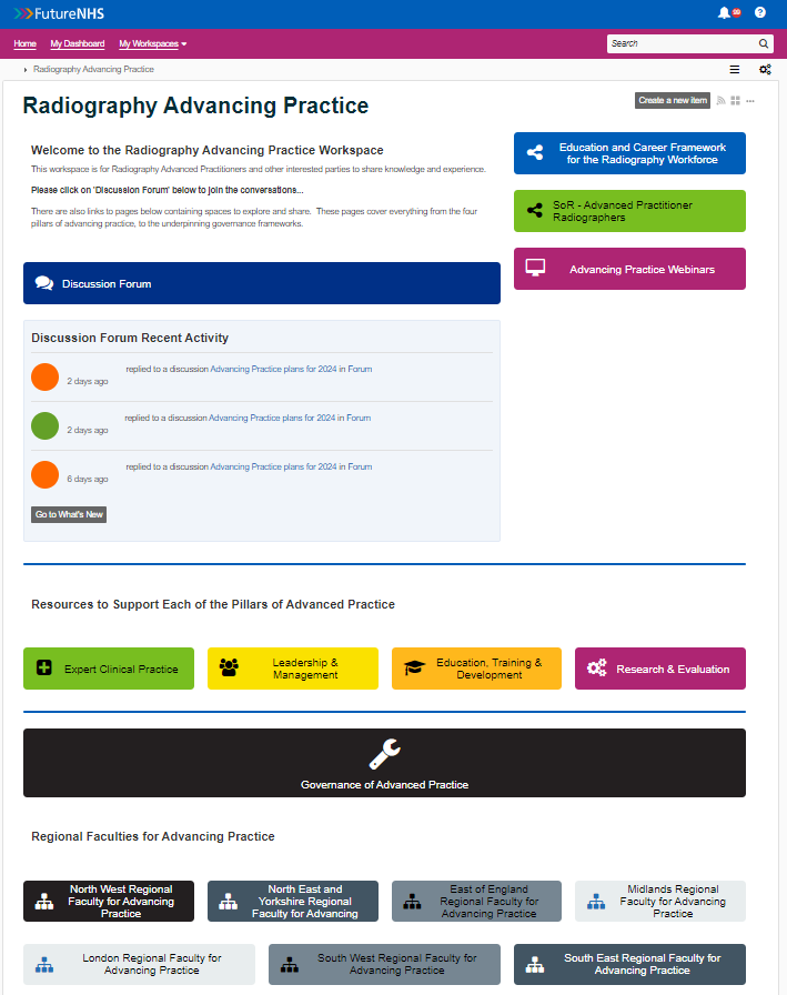New Radiography Advancing Practice Forum.  Are you an aspiring, training or qualified Enhanced, Advanced, or Consultant Practitioner - Join us to share developing practice and discuss new ways of working within the 4 pillars <a href="/SCoRMembers/">SCoR Members</a> <a href="/NHSE_WTE/">NHS England Workforce, Training and Education</a> future.nhs.uk/RadiographyAdv…