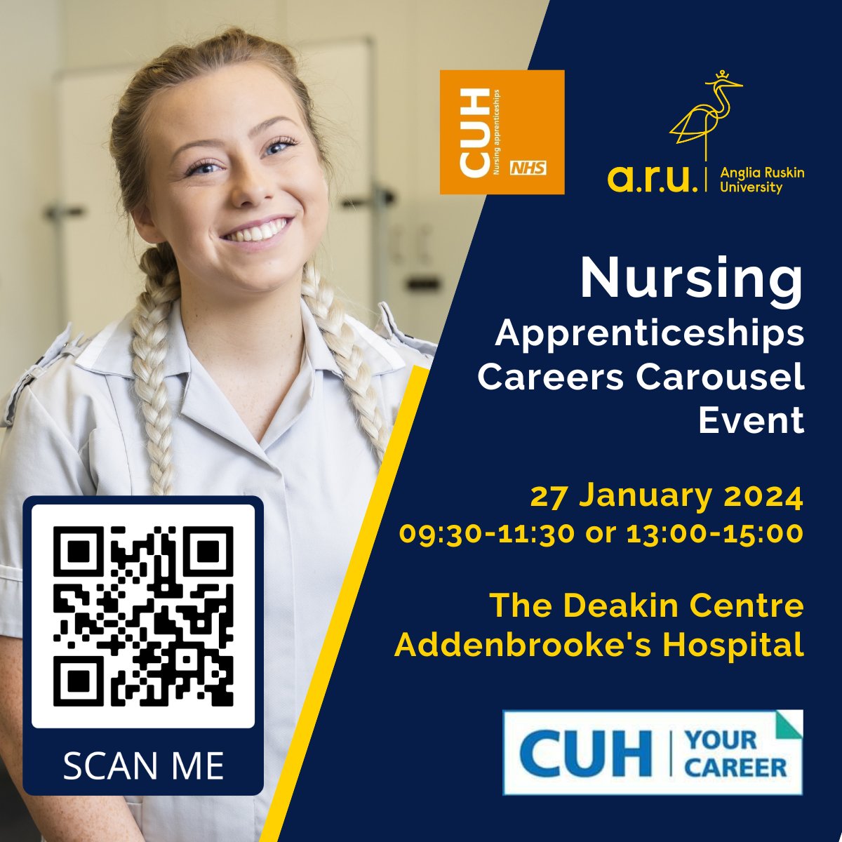 Degrees at Work | Anglia Ruskin University (@degreesatwork) on Twitter photo Attention aspiring nurses!🌟
Join us <a href="/CUH_Napprentice/">CUH Nursing Apprenticeships 💙</a> #Nursing #Apprenticeships Careers Carousel. Discover the exciting apprenticeship opportunities available to you to start your nursing career.
Follow the link to register or scan the QR code below.
➡️bit.ly/47nB62Q Attention aspiring nurses!🌟
Join us <a href="/CUH_Napprentice/">CUH Nursing Apprenticeships 💙</a> #Nursing #Apprenticeships Careers Carousel. Discover the exciting apprenticeship opportunities available to you to start your nursing career.
Follow the link to register or scan the QR code below.
➡️bit.ly/47nB62Q