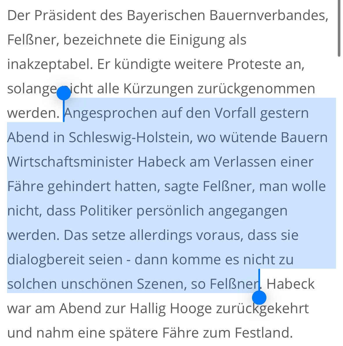 ErikMarquardt's tweet image. Der Präsident des bayerischen Bauernverbandes knüpft jetzt die körperliche Unversehrtheit von Politikern an Bedingungen. Dass das eher als Drohung wahrgenommen wird, dürfte ihm ebenso bewusst sein, wie das gestrige Dialogangebot von Robert #Habeck, das nicht angenommen wurde.