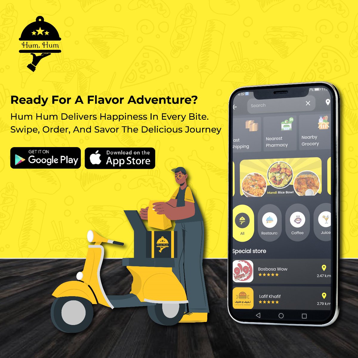 humhumapp's tweet photo. HumHum App brings the joy of easy ordering, speedy delivery, and delicious bites to your fingertips. Why wait?
Download now and savor the goodness! 🚀🍜
https://t.co/lI5Dzi0eIi
#HumHumHappiness #DeliciousDelivery #DownloadAndIndulge #HumHumDeliversJoy #FlavorAdventure https://t.co/GJ4wBikBYg