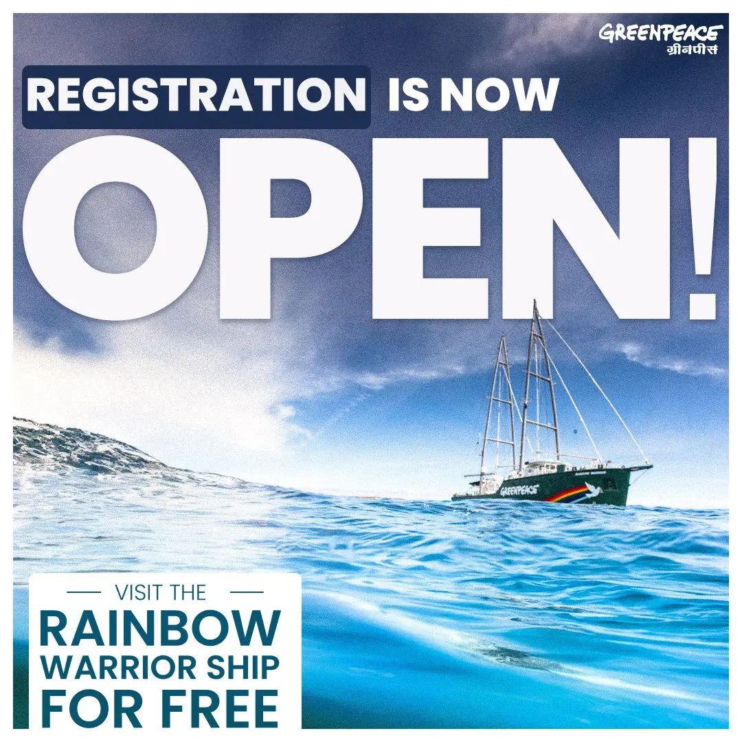 Ready to explore sustainability at sea? Rainbow Warrior III docks soon in Chennai! Register now (open till 7th Jan) ➡️docs.google.com/forms/d/e/1FAI… #RainbowWarrior #Greenpeace #IconicShip #EnvironmentalActivism #SailsWithPurpose