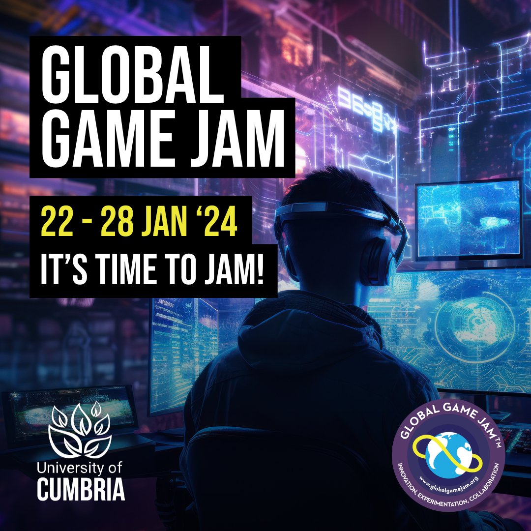 University of Cumbria (@cumbriauni) on Twitter photo We’re officially a global hub for the world’s largest game-creation event, ‘GLOBAL GAME JAM 2024!’
Join us at the University of Cumbria from 22 - 28 Jan to jam together and bring a game to life! 🕹️ <a href="/globalgamejam/">GlobalGameJam</a>
🔗 Secure your place: bit.ly/41N1vX2
#GlobalGameJam2024 We’re officially a global hub for the world’s largest game-creation event, ‘GLOBAL GAME JAM 2024!’
Join us at the University of Cumbria from 22 - 28 Jan to jam together and bring a game to life! 🕹️ <a href="/globalgamejam/">GlobalGameJam</a>
🔗 Secure your place: bit.ly/41N1vX2
#GlobalGameJam2024