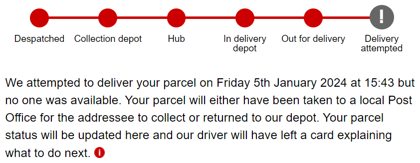 FlexAgain's tweet photo. Apparently #Parcelforce can't find anyone in an 80000 square foot supermarket, to accept an eBay Click and Collect parcel.

... or maybe they just didn't try, or generated an unhelpful response to some other occurrence.

Either way, that's not very professional. 🙄 https://t.co/AzI579FvzV