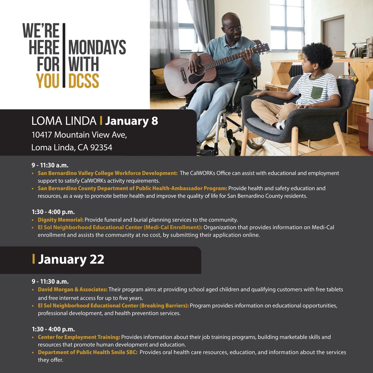 SBCoDCSS's tweet photo. Come and join us for Mondays with DCSS! Each location will have a community partner to help with the community's needs. #community #outreach https://t.co/KWyxqJYSOF