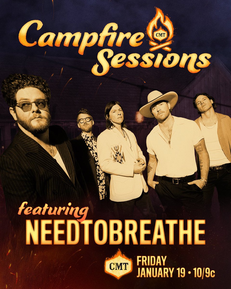 NEEDTOBREATHE's tweet image. Really excited to announce our #CMTCampfireSessions will air on January 19th at 10/9c on @CMT. We can&apos;t wait to play our songs by the fire for y&apos;all!