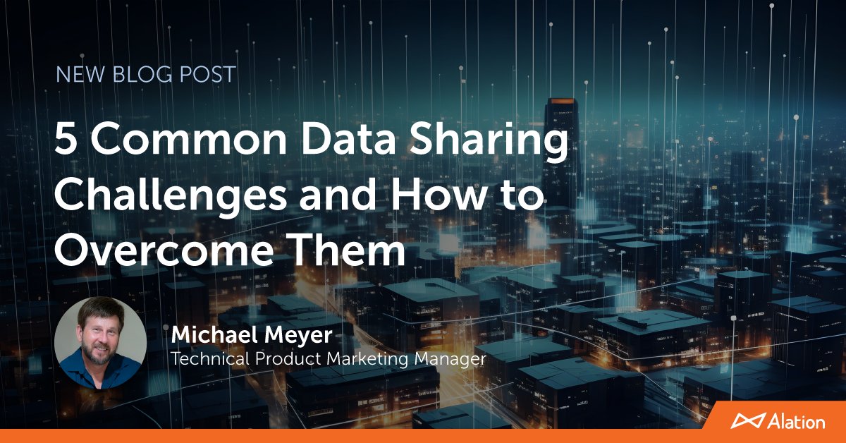 With #DataSharing, there are some obstacles enterprises can face when it comes to that upcoming research project or key business decision. @dataguyatheart shares the 5️⃣ most common data-sharing challenges and how you can overcome them alation.com/blog/data-shar…