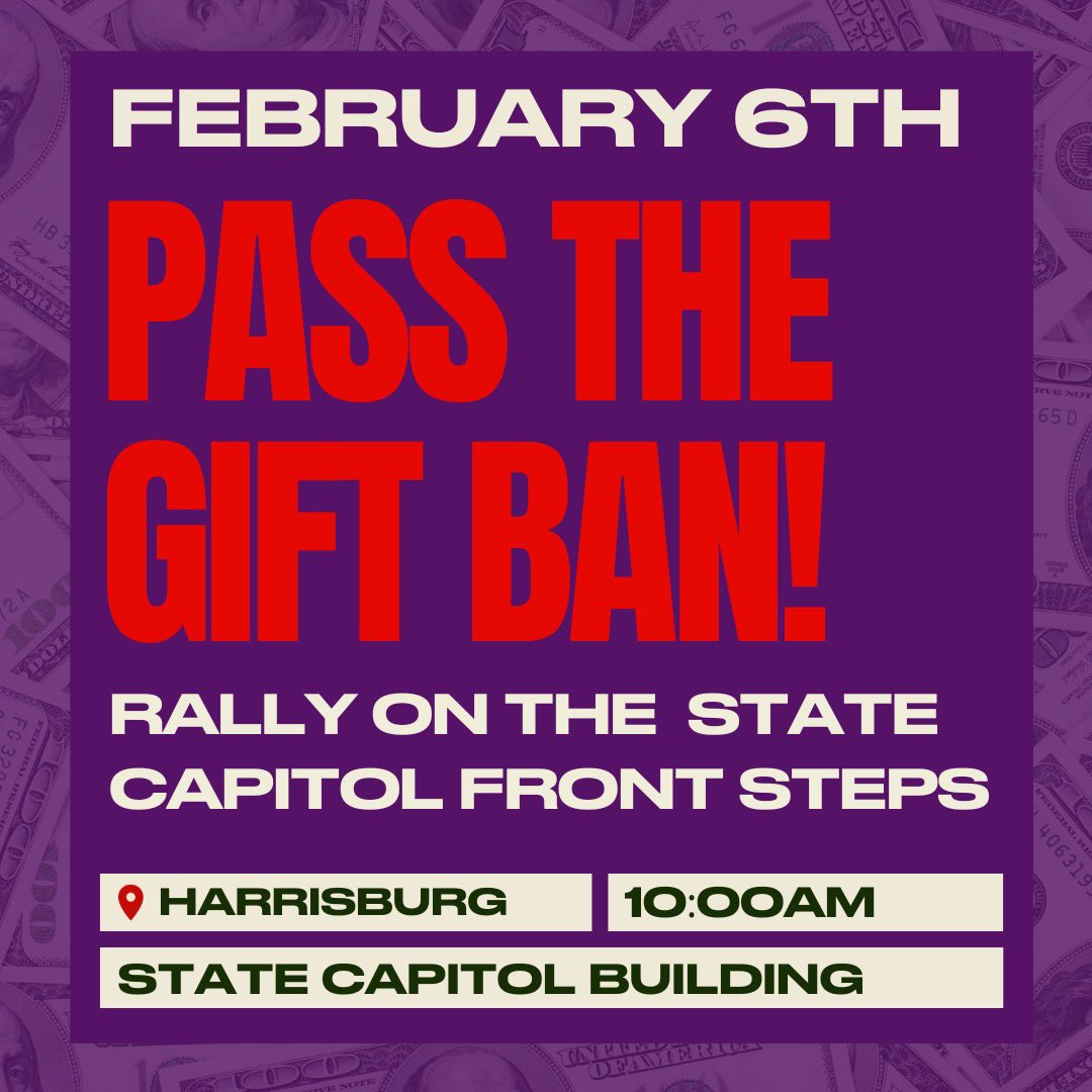 EndPACorruption's tweet photo. 🚨FEB 6TH. BE THERE.

We just announced plans to rally on the front steps of the State Capitol Building on the day of the Governor’s Budget Address…and disrupt ‘business as usual’. We refuse to allow this session’s gift ban bill to die. 

RSVP. RETWEET. SPREAD THE WORD. https://t.co/RkGcGEWHv0