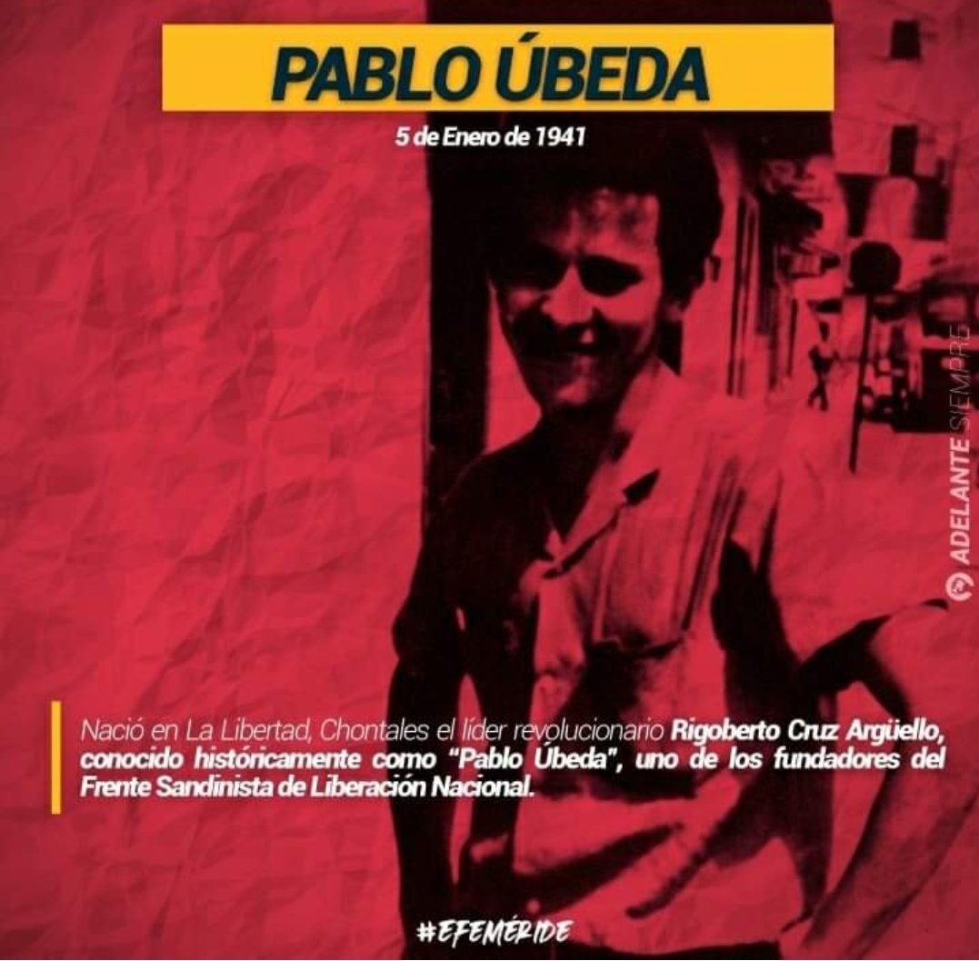 #5Enero 1941 ☀️
En La Libertad, Chontales, el líder revolucionario Rigoberto Cruz Argüello, conocido históricamente como “Pablo Úbeda”, uno de los fundadores del Frente Sandinista de Liberación Nacional.
Vivan nuestros héroes de la paz 🕊️
#Nicaragua 🇳🇮
#UnidosEnVictorias