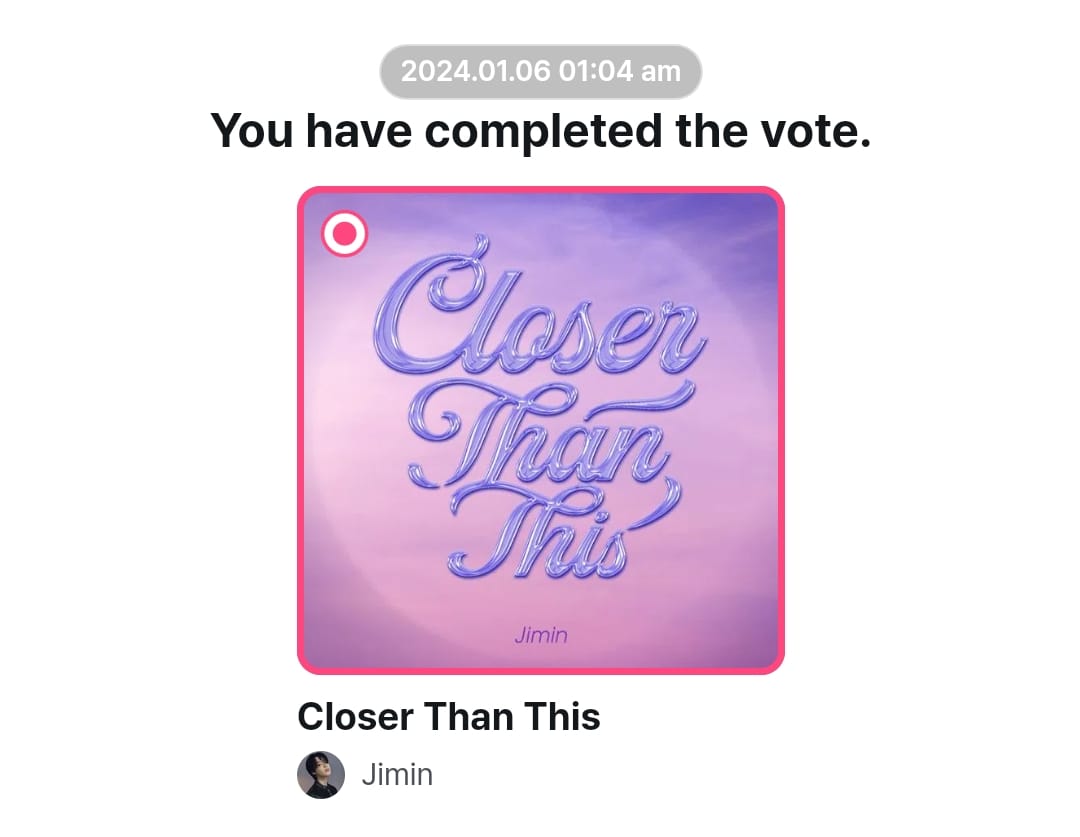 Bangtan7_Stream's tweet photo. 🏆M-COUNTDOWN PRE-VOTING

"Closer Than This" by #JIMIN has been nominated for this week's pre-voting on M-Countdown.🏃

Cast your votes now and maintain the lead position. Let's give CTT it's first win by winning both live and pre-voting☝️

🗳:https://t.co/thybEdC3ZB https://t.co/Y0UmGRUR4h