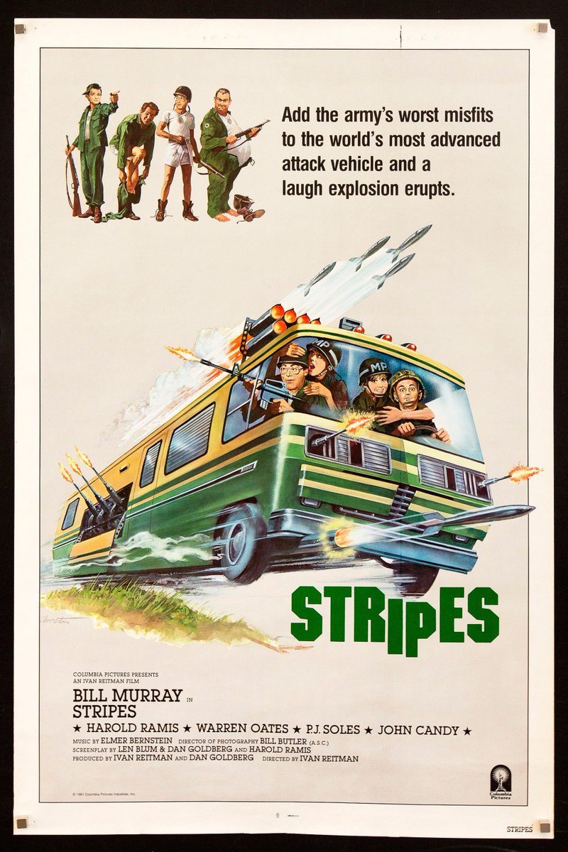 The #LOLmovies are on #LaffTV (CH. 7.3 in #Detroit/#yqg.) See #BillMurray in the 1980 comedy #Stripes tonight at 8 p.m. His co-stars are #HaroldRamis #WarrenOates #JohnLarroquette and #JohnCandy as 'Ox' the lean-mean-fighting-machine. #PJSoles #SeanYoung #JoeFlaherty #DaveThomas