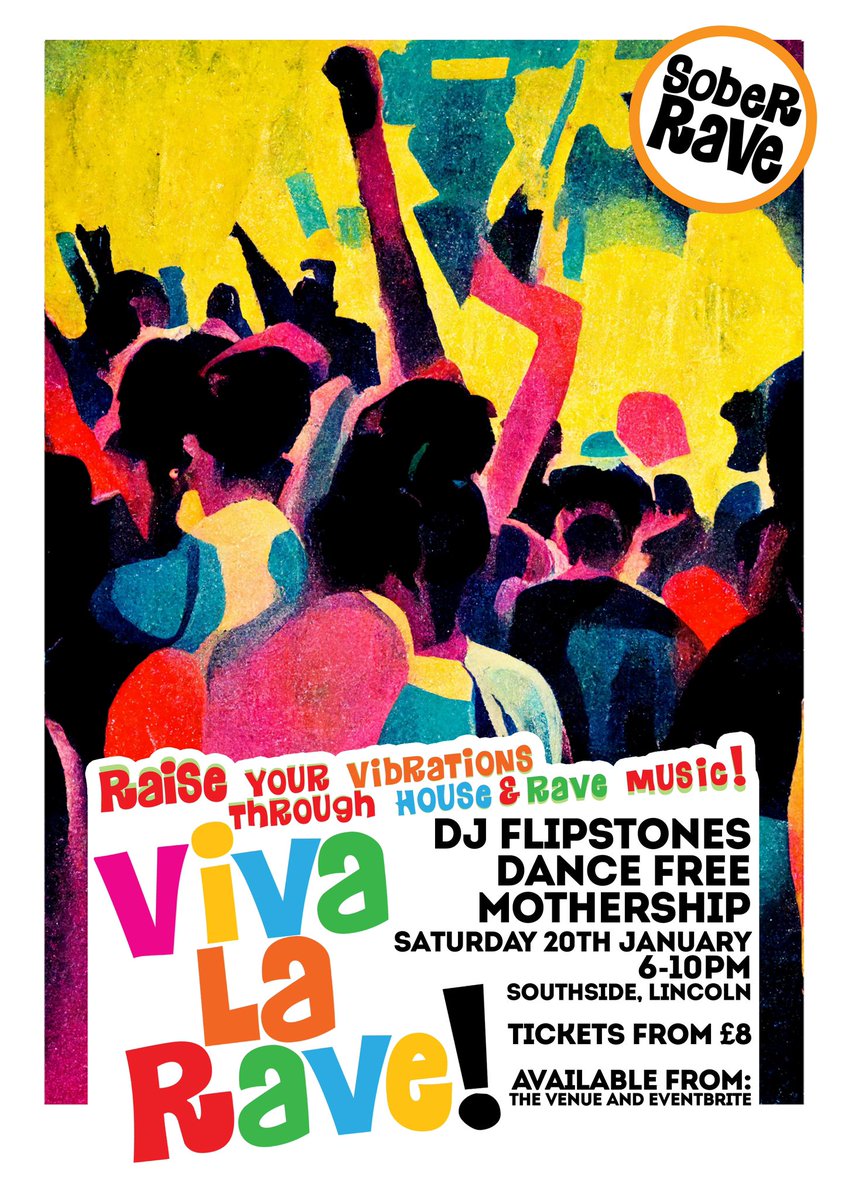 jopop77's tweet photo. Are you doing dry January? Are you sober curious? Or just fancy a non-boozy night out dancing to great tunes? Come to Viva La Rave! Tickets available from the beautiful venue @southsidelincs 🪩 https://t.co/AZKL0RVKp6